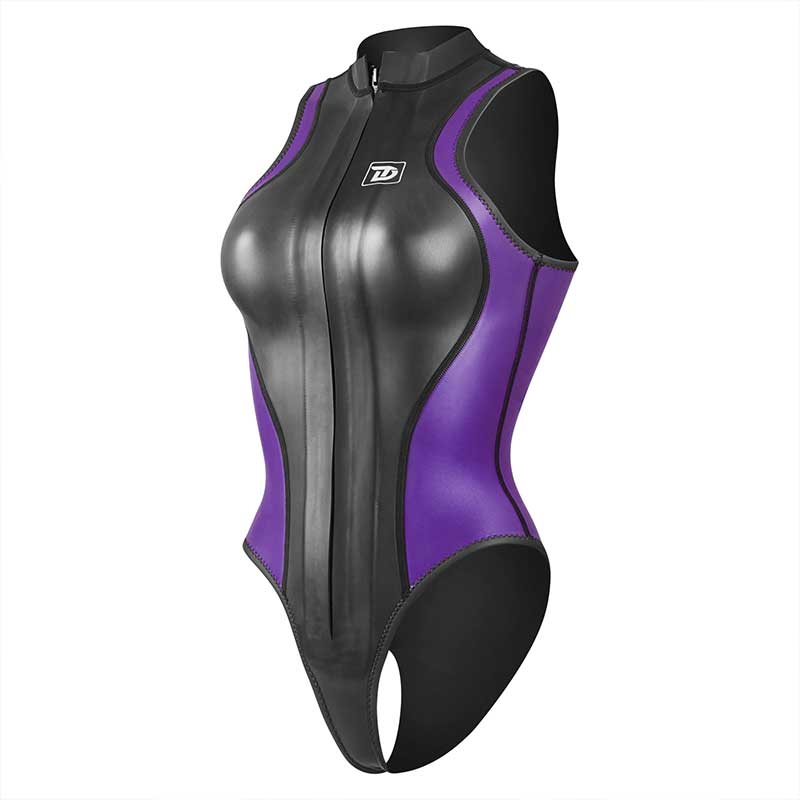 TRUDIVE フルスーツ LTT 黒と紫 Trudive 2mm Siren Alpha Front Zip Sleeveless Bikini/Bodysuit